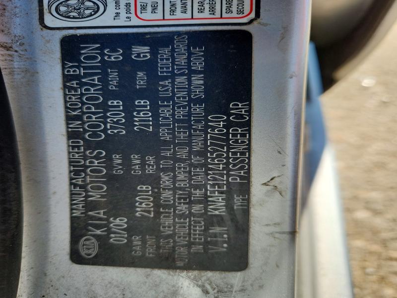 Продаж на аукціоні авто 2006 Kia Spectra, vin: KNAFE121465277640, номер лоту: 68047836
