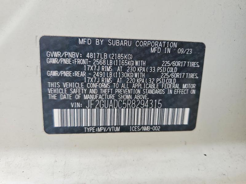 Продажа на аукционе авто 2024 Subaru Crosstrek, vin: JF2GUADC5R8294315, номер лота: 66635746