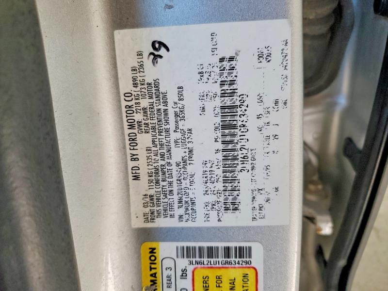 Продажа на аукционе авто 2016 Lincoln Mkz, vin: 3LN6L2LU1GR634290, номер лота: 70128626