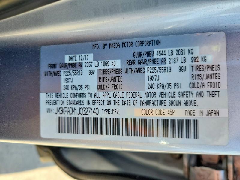 2018 Mazda Cx-5 მანქანა იყიდება აუქციონზე, vin: JM3KFADM1J0327140, აუქციონის ნომერი: 69779766