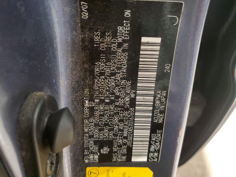 Продаж на аукціоні авто 2007 Toyota Highlander, vin: JTEGD21A570167658, номер лоту: 68407706