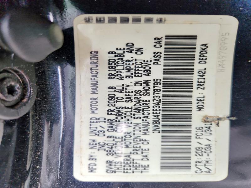 Aukcja sprzedaży 2010 Toyota Corolla, vin: 1NXBU4EE3AZ378795, numer aukcji: 70210316