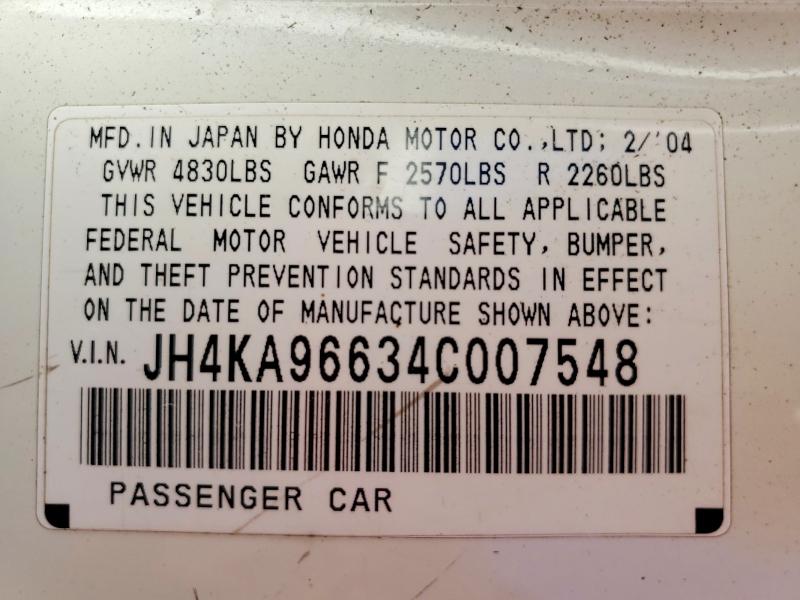 Aukcja sprzedaży 2004 Acura 3.5rl, vin: JH4KA96634C007548, numer aukcji: 66418736