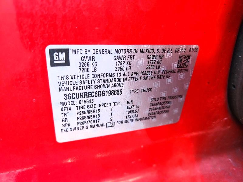 Продаж на аукціоні авто 2016 Chevrolet Silverado, vin: 3GCUKREC6GG198656, номер лоту: 68756516