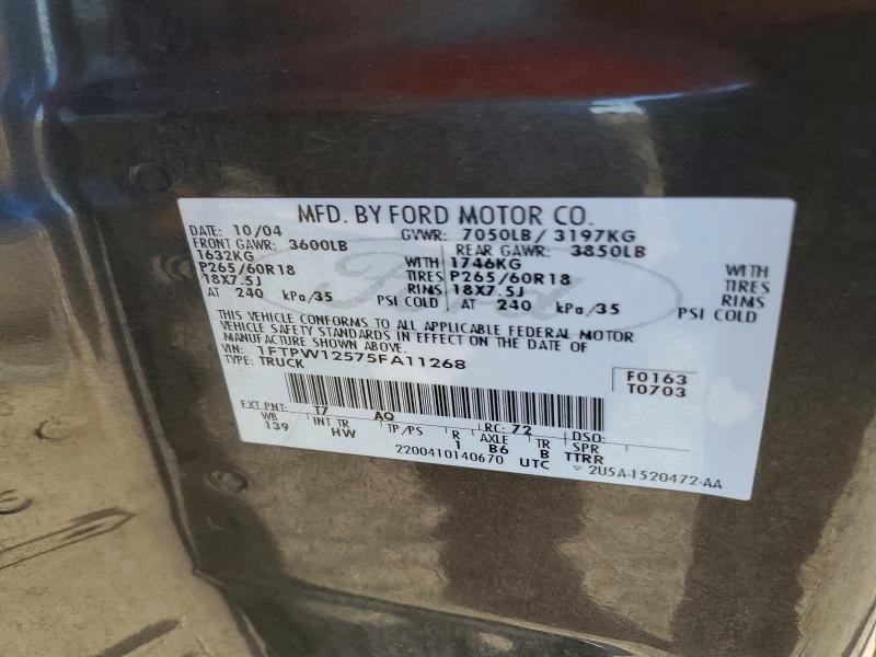Продаж на аукціоні авто 2005 Ford F150, vin: 1FTPW12575FA11268, номер лоту: 68091836