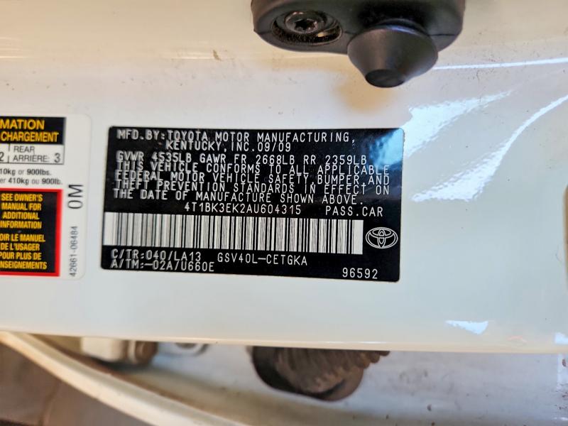 69742806 :رقم المزاد ، 4T1BK3EK2AU604315 vin ، 2010 Toyota Camry مزاد بيع