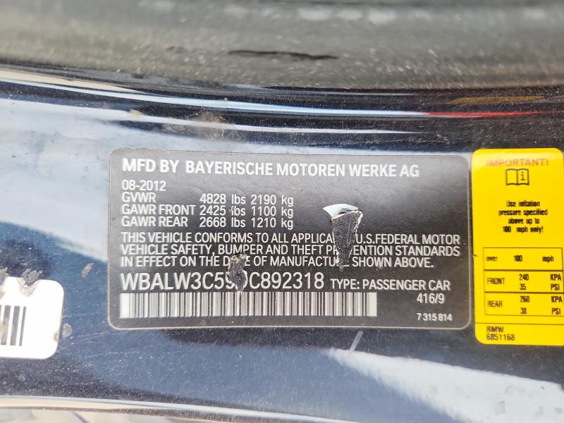 Aukcja sprzedaży 2013 Bmw 640, vin: WBALW3C59DC892318, numer aukcji: 67199096