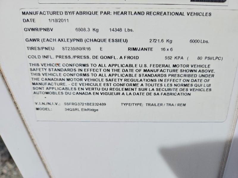 Aukcja sprzedaży 2011 Heartland Rv Trailers, vin: 5SFRG3721BE232489, numer aukcji: 64624496