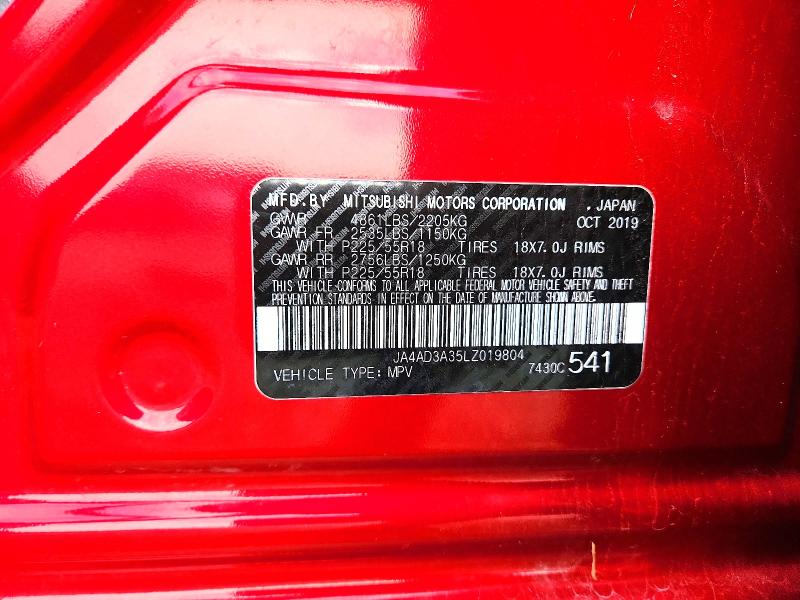 Auction sale of the 2020 Mitsubishi Outlander, vin: JA4AD3A35LZ019804, lot number: 68037106