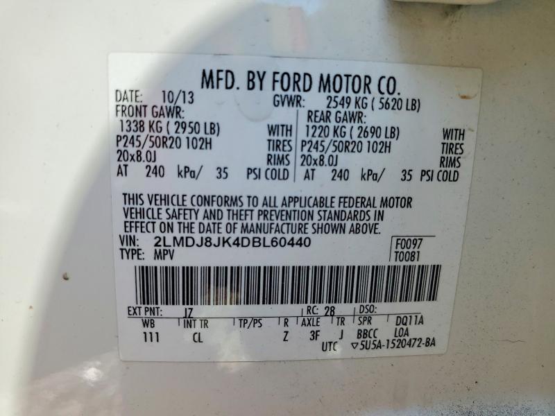 Продажа на аукционе авто 2013 Lincoln Mkx, vin: 2LMDJ8JK4DBL60440, номер лота: 67311166