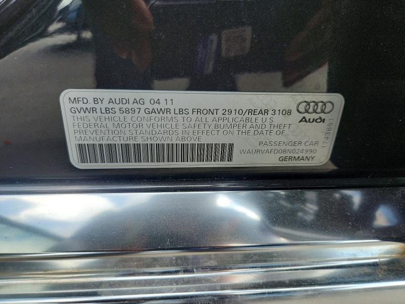2011 Audi A8 მანქანა იყიდება აუქციონზე, vin: WAURVAFD0BN024990, აუქციონის ნომერი: 69646516