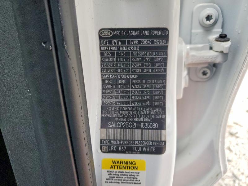 Продаж на аукціоні авто 2017 Land Rover Discovery Sport, vin: SALCP2BG2HH635080, номер лоту: 66388206
