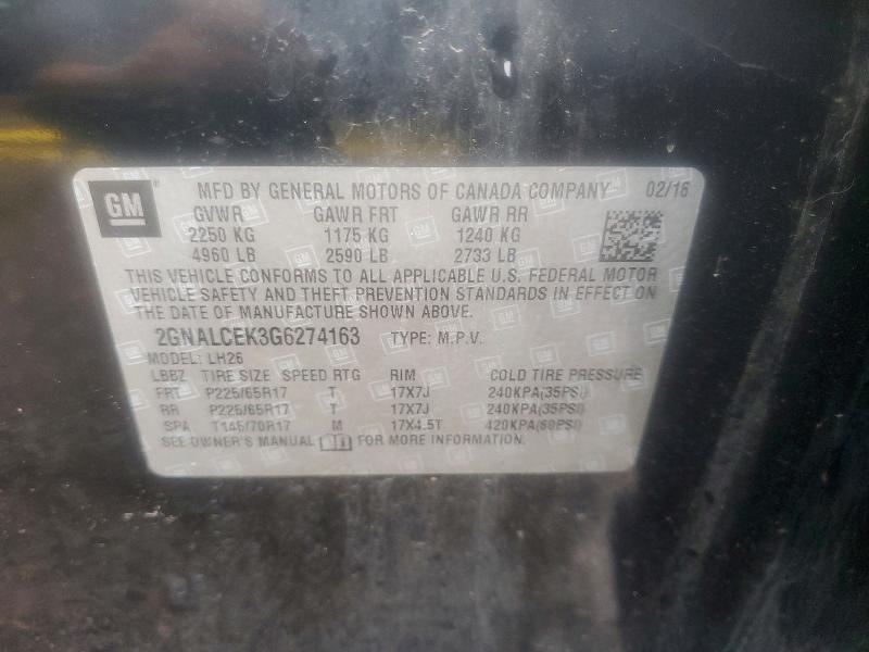 Aukcja sprzedaży 2016 Chevrolet Equinox, vin: 2GNALCEK3G6274163, numer aukcji: 68173066
