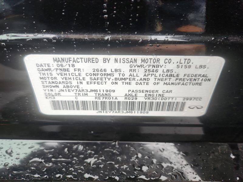 2018 Infiniti Q50 მანქანა იყიდება აუქციონზე, vin: JN1EV7AR3JM611909, აუქციონის ნომერი: 68647256