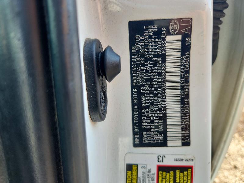 67192076 :رقم المزاد ، 2T1BU4EE0AC288683 vin ، 2010 Toyota Corolla مزاد بيع