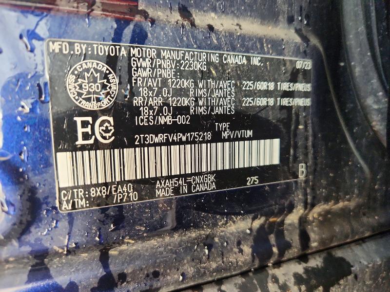2023 Toyota Rav4 მანქანა იყიდება აუქციონზე, vin: 2T3DWRFV4PW175218, აუქციონის ნომერი: 69339726