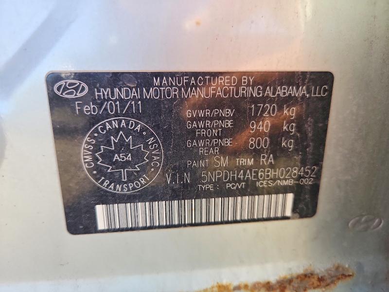 Продаж на аукціоні авто 2011 Hyundai Elantra, vin: 5NPDH4AE6BH028452, номер лоту: 70430896