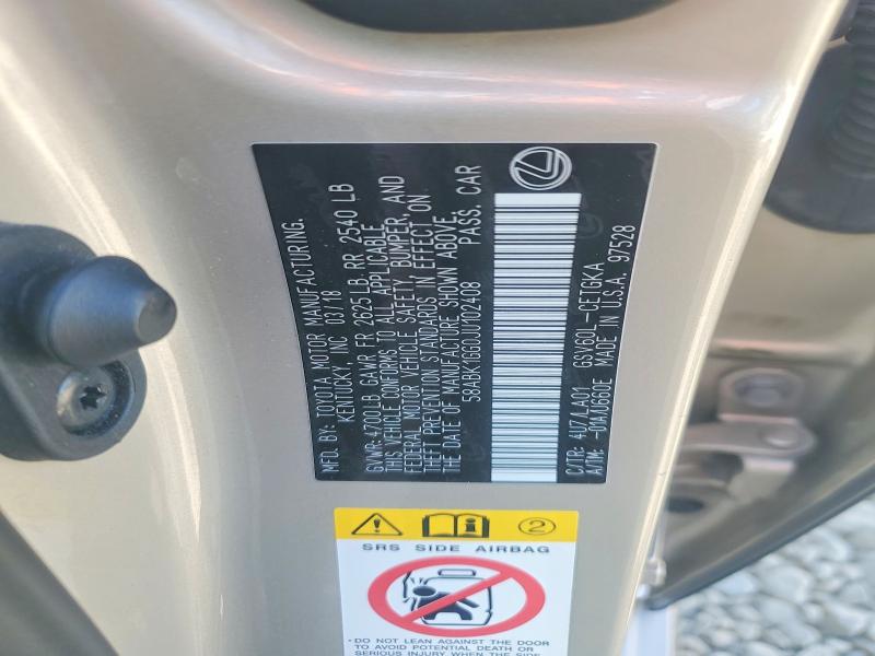 Продажа на аукционе авто 2018 Lexus Es, vin: 58ABK1GG0JU102408, номер лота: 68597546