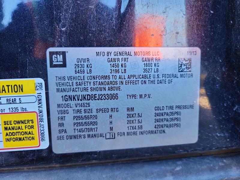 Продаж на аукціоні авто 2014 Chevrolet Traverse, vin: 1GNKVJKD8EJ233066, номер лоту: 70465296