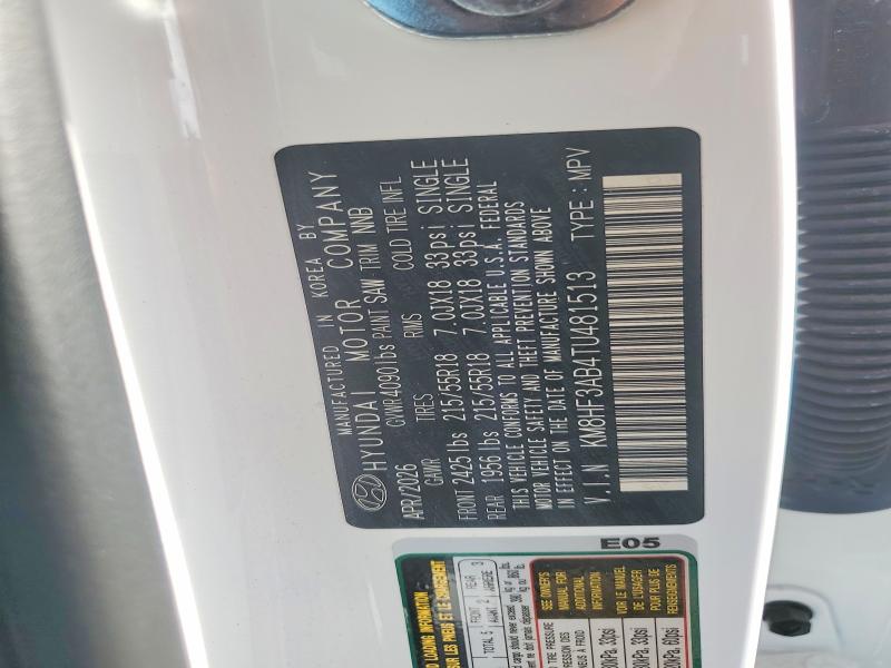 2026 Hyundai Kona მანქანა იყიდება აუქციონზე, vin: KM8HF3AB4TU481513, აუქციონის ნომერი: 69939106