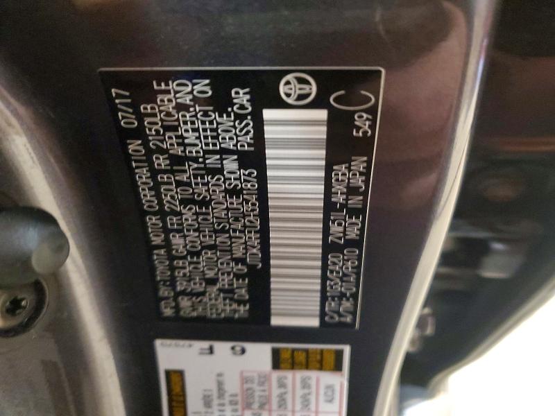 70955476 :رقم المزاد ، JTDKARFU2H3541873 vin ، 2017 Toyota Prius مزاد بيع