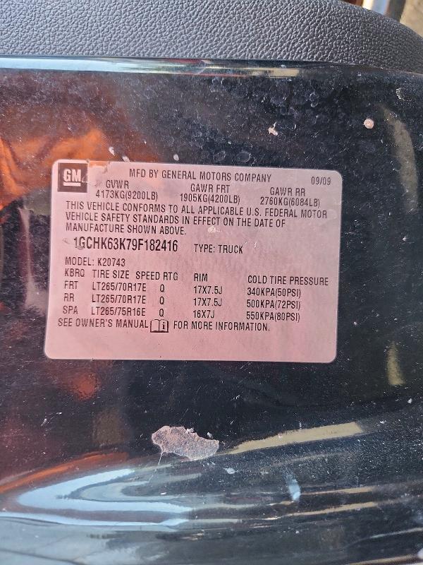 Продаж на аукціоні авто 2009 Chevrolet Silverado, vin: 1GCHK63K79F182416, номер лоту: 69486756