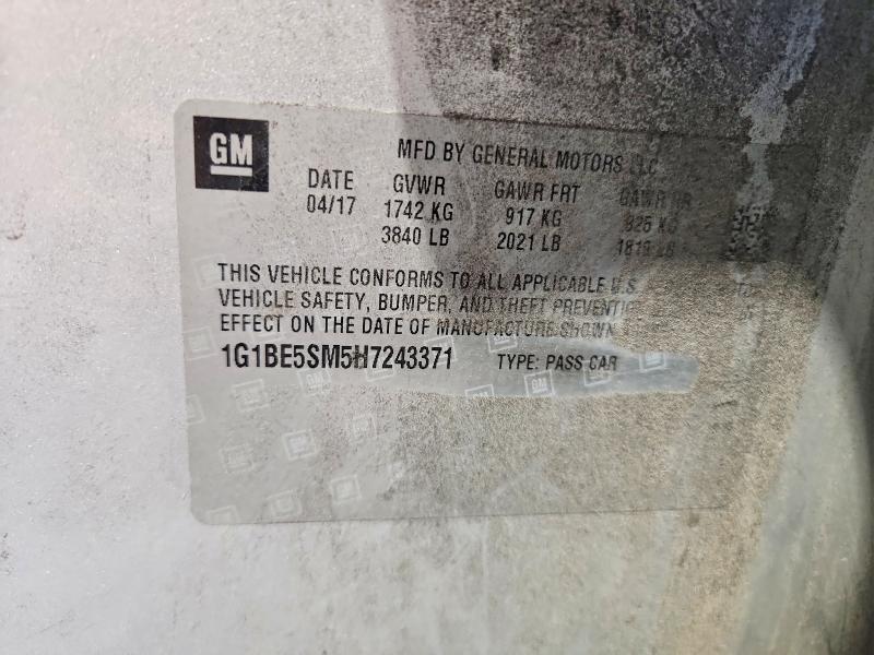 67726526 :رقم المزاد ، 1G1BE5SM5H7243371 vin ، 2017 Chevrolet Cruze مزاد بيع
