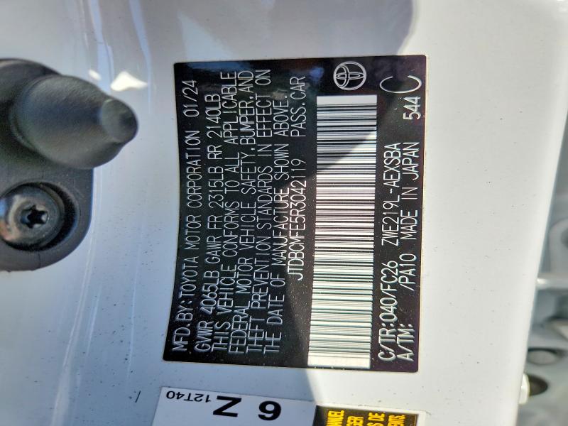 2024 Toyota Corolla Hybrid მანქანა იყიდება აუქციონზე, vin: JTDBCMFE5R3042119, აუქციონის ნომერი: 68013886