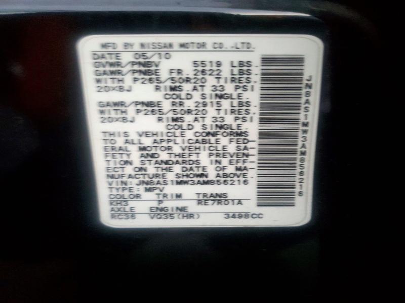 Продаж на аукціоні авто 2010 Infiniti Fx35, vin: JN8AS1MW3AM856216, номер лоту: 68240026