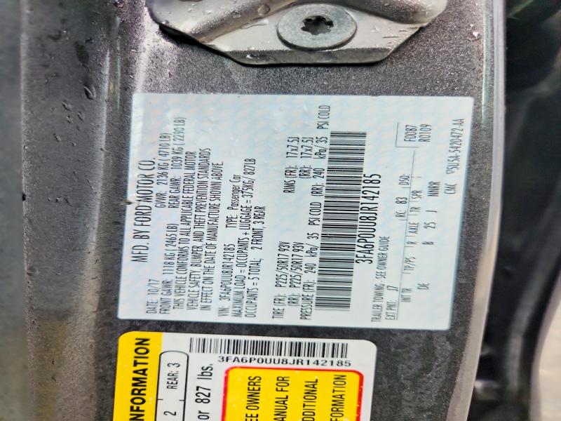 Aukcja sprzedaży 2018 Ford Fusion, vin: 3FA6P0UU8JR142185, numer aukcji: 70888016
