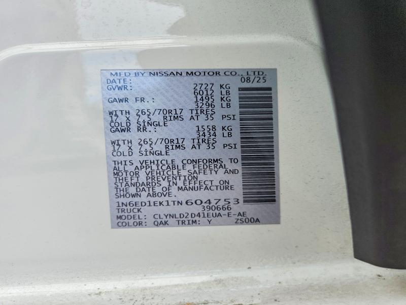 Продажа на аукционе авто 2026 Nissan Frontier, vin: 1N6ED1EK1TN604753, номер лота: 69491796