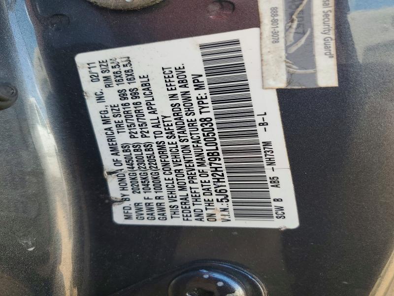 67322566 :رقم المزاد ، 5J6YH2H79BL005038 vin ، 2011 Honda Element مزاد بيع