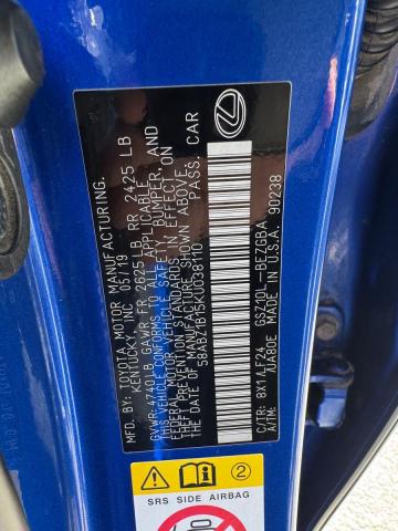 70493236 :رقم المزاد ، 58ABZ1B15KU038110 vin ، 2019 Lexus Es مزاد بيع