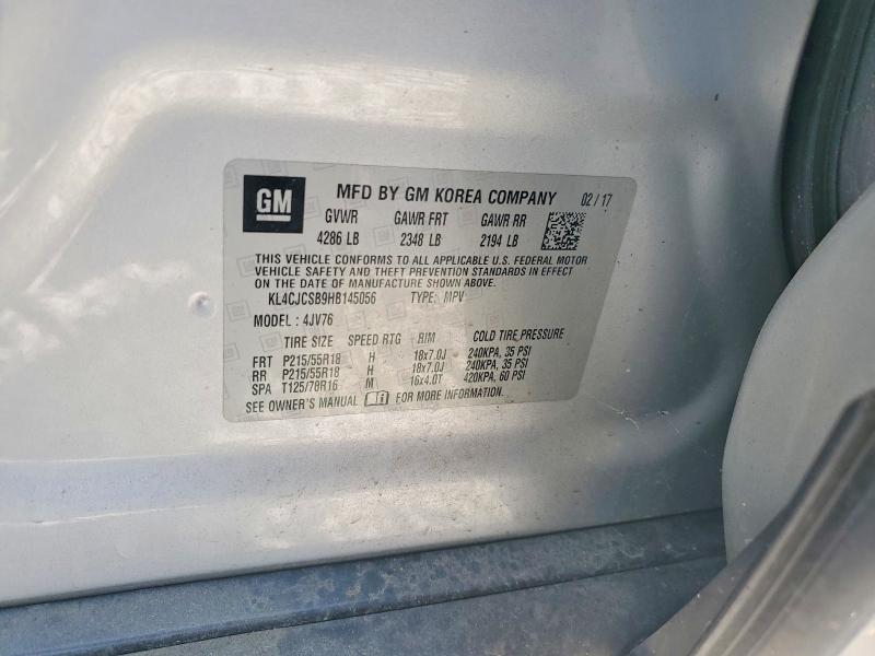 69016916 :رقم المزاد ، KL4CJCSB9HB145056 vin ، 2017 Buick Encore مزاد بيع