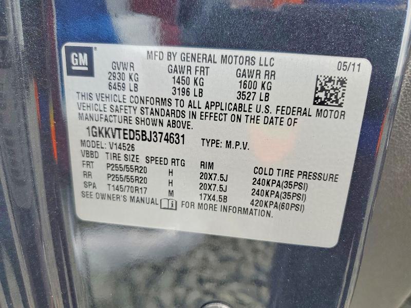 Aukcja sprzedaży 2011 Gmc Acadia, vin: 1GKKVTED5BJ374631, numer aukcji: 67383246