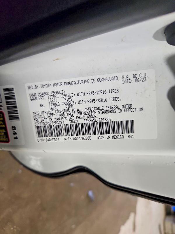 Aukcja sprzedaży 2023 Toyota Tacoma, vin: 3TYRX5GN5PT083387, numer aukcji: 69417906