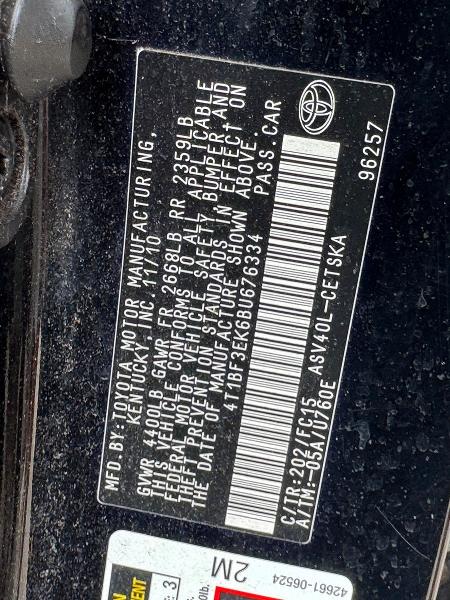 Продаж на аукціоні авто 2011 Toyota Camry, vin: 4T1BF3EK6BU676334, номер лоту: 68361846