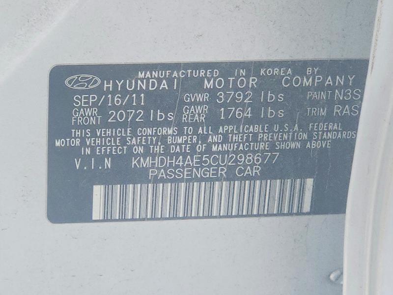 Aukcja sprzedaży 2012 Hyundai Elantra, vin: KMHDH4AE5CU298677, numer aukcji: 70021956