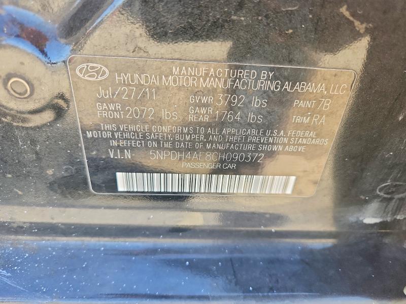2012 Hyundai Elantra მანქანა იყიდება აუქციონზე, vin: 5NPDH4AE8CH090372, აუქციონის ნომერი: 70161586