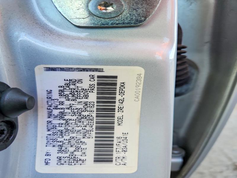 Продажа на аукционе авто 2013 Toyota Corolla, vin: 5YFBU4EE0DP181623, номер лота: 69898086