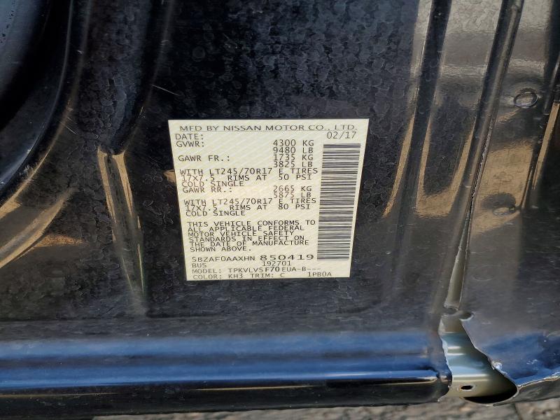 66423756 :رقم المزاد ، 5BZAF0AAXHN850419 vin ، 2017 Nissan Nv مزاد بيع