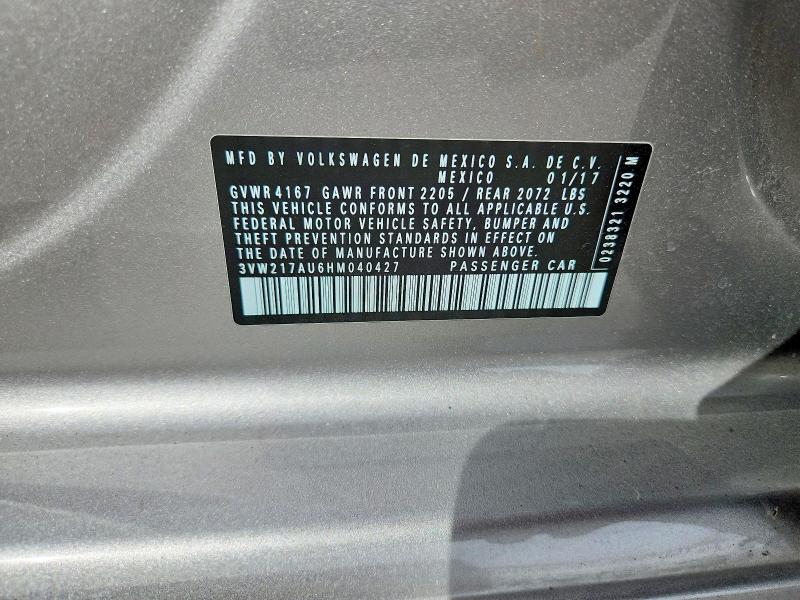Aukcja sprzedaży 2017 Volkswagen Golf, vin: 3VW217AU6HM040427, numer aukcji: 69848216