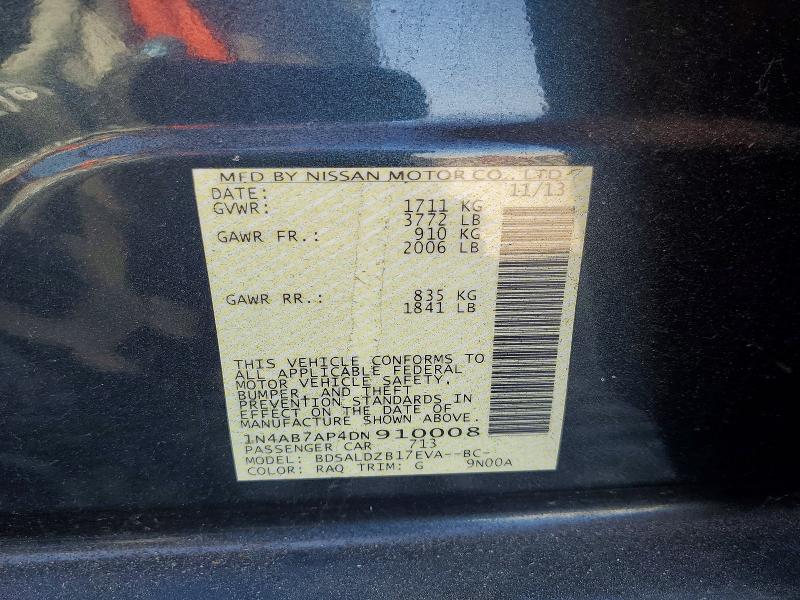 Aukcja sprzedaży 2013 Nissan Sentra, vin: 1N4AB7AP4DN910008, numer aukcji: 69644536