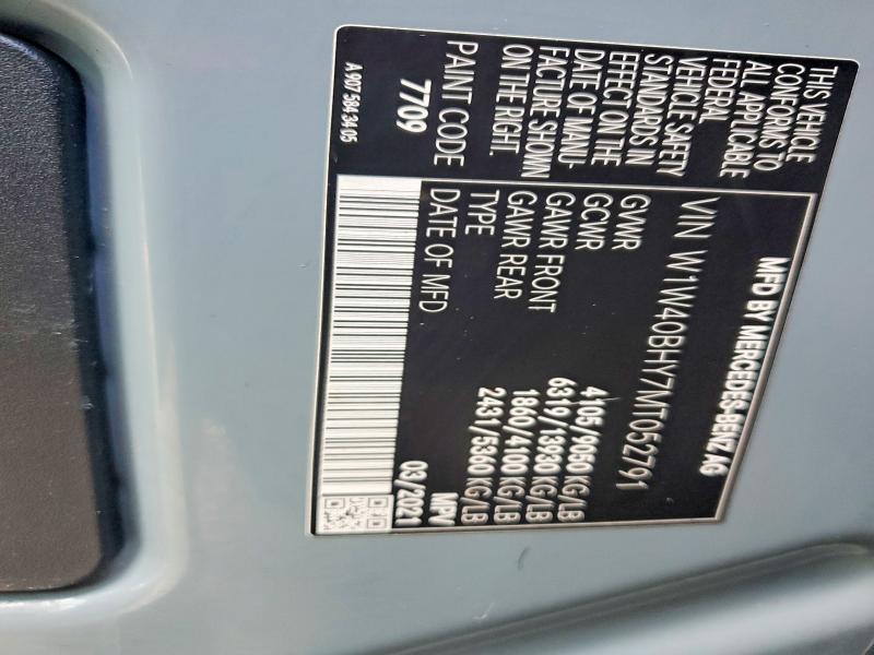 2021 Mercedes-benz Sprinter მანქანა იყიდება აუქციონზე, vin: W1W40BHY7MT052791, აუქციონის ნომერი: 68259056