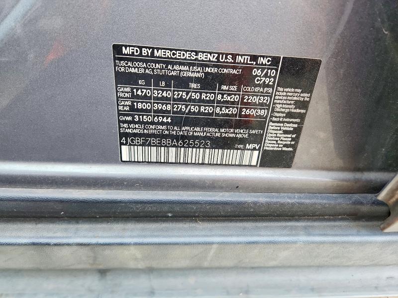 Aukcja sprzedaży 2011 Mercedes-benz Gl, vin: 4JGBF7BE8BA625523, numer aukcji: 70472296