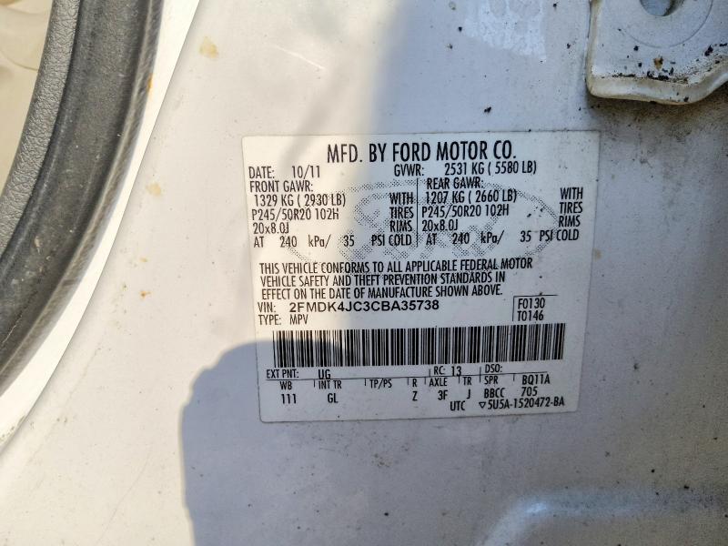 69209416 :رقم المزاد ، 2FMDK4JC3CBA35738 vin ، 2012 Ford Edge مزاد بيع