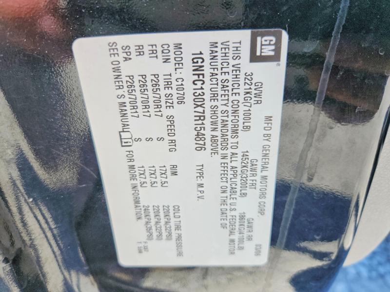 Продаж на аукціоні авто 2007 Chevrolet Tahoe, vin: 1GNFC130X7R154876, номер лоту: 67603656
