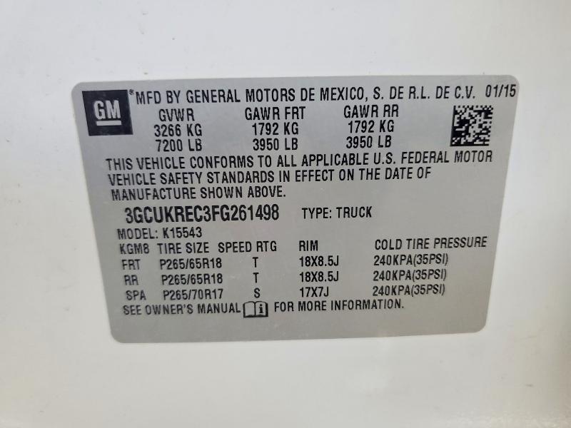 68090336 :رقم المزاد ، 3GCUKREC3FG261498 vin ، 2015 Chevrolet Silverado مزاد بيع