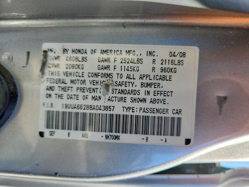 Aukcja sprzedaży 2008 Acura Tl, vin: 19UUA66288A043857, numer aukcji: 69435226