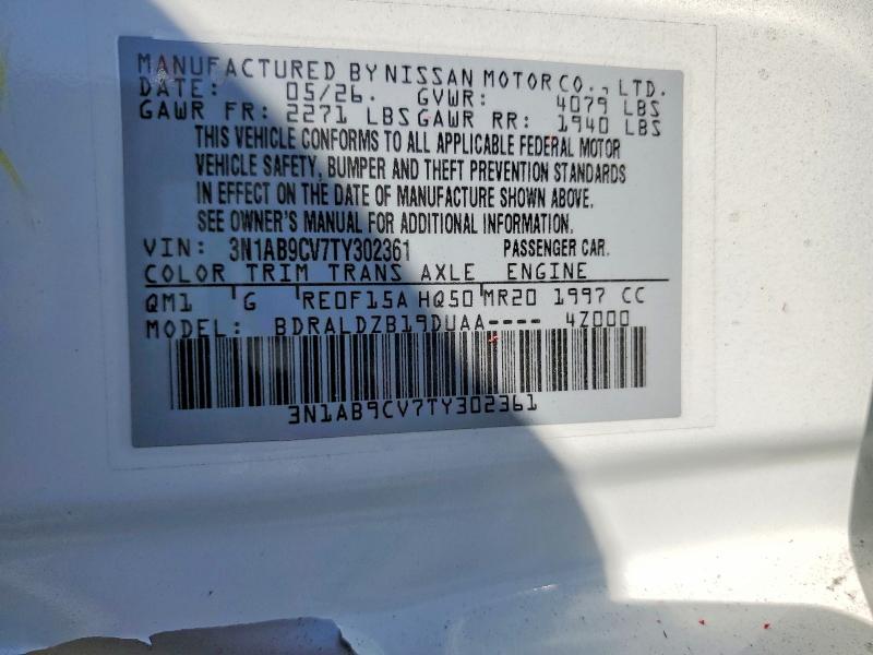 68185106 :رقم المزاد ، 3N1AB9CV7TY302361 vin ، 2026 Nissan Sentra مزاد بيع